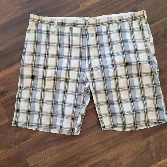 Pronto Uomo Blue Men's White/Blue/Grey Plaid Cotton Shorts - Picture 2 of 8